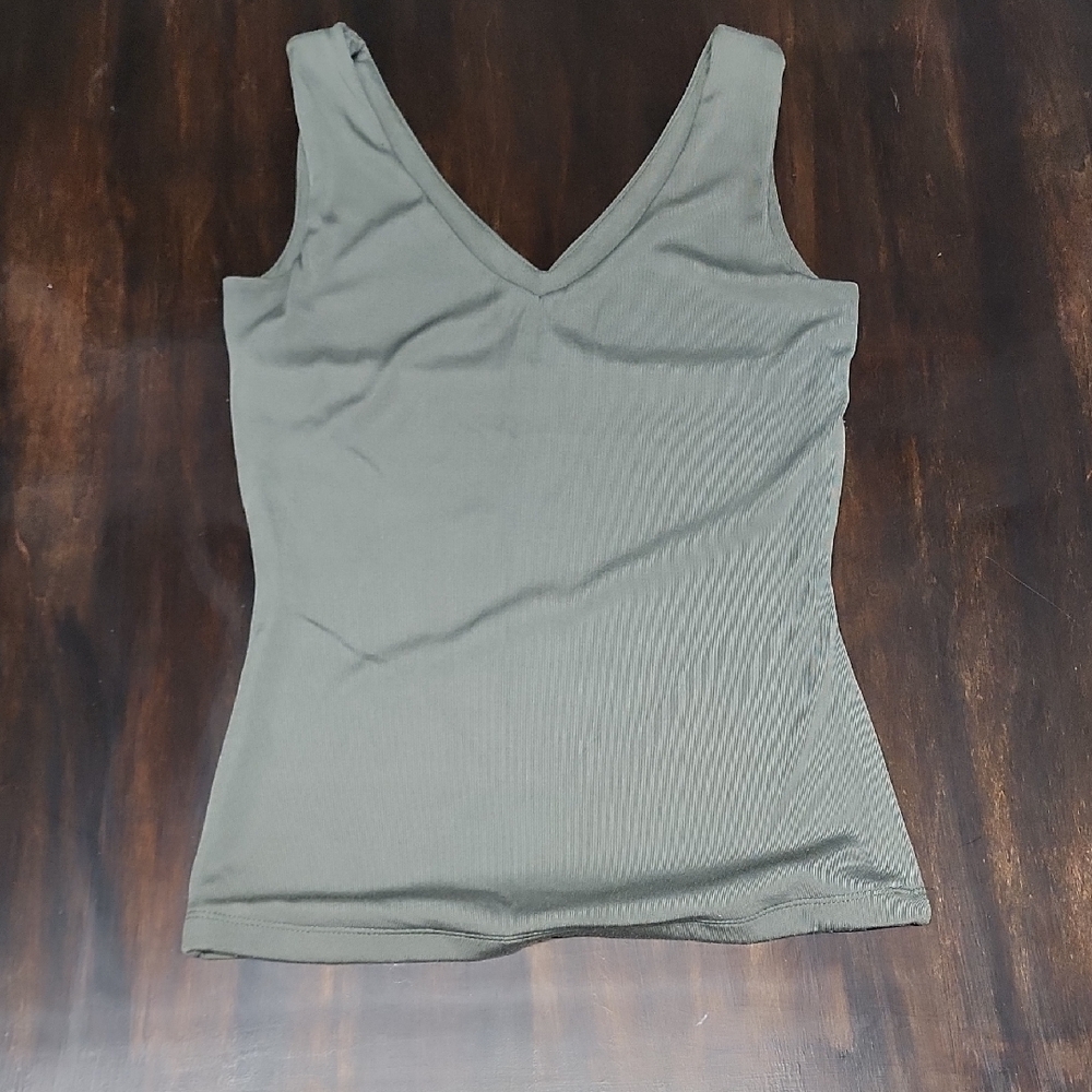 Cache Olive V-Neck Tank Top